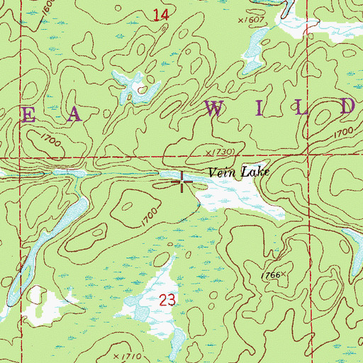 Topographic Map of Vein Lake, MN