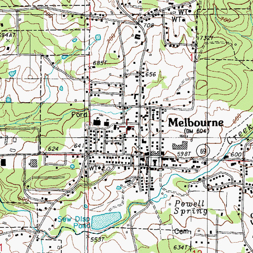 Topographic Map of Melbourne Elementary School, AR
