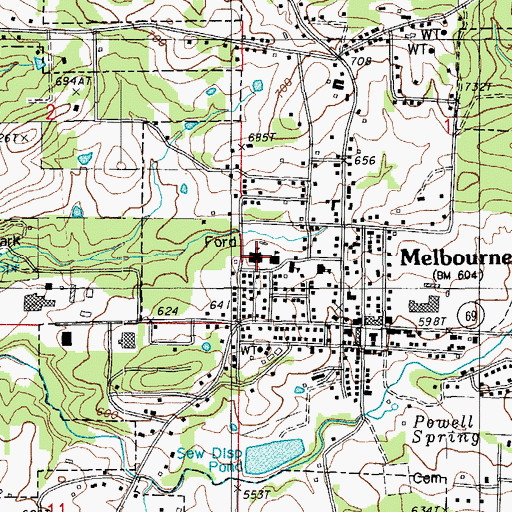 Topographic Map of Melbourne High School, AR