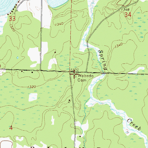 Topographic Map of Wabedo Cemetery, MN