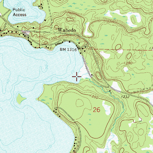 Topographic Map of Wabedo Creek, MN