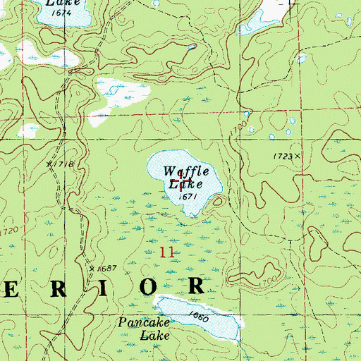 Topographic Map of Waffle Lake, MN
