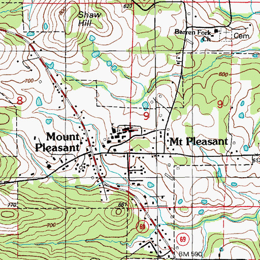 Topographic Map of Mount Pleasant Elementary School, AR
