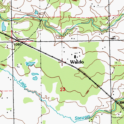 Topographic Map of Waldo, MN