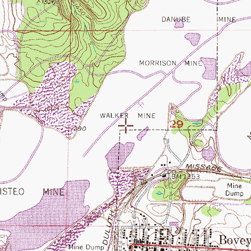 Topographic Map of Walker Mine, MN