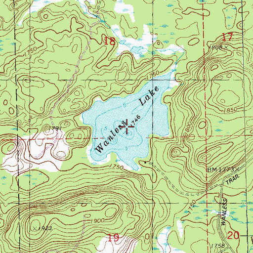 Topographic Map of Wanless Lake, MN