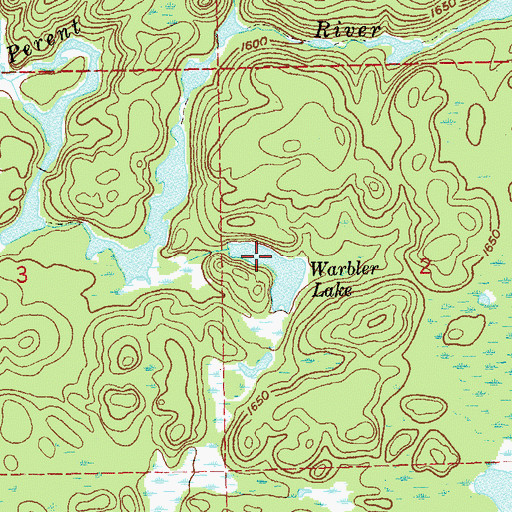 Topographic Map of Warbler Lake, MN