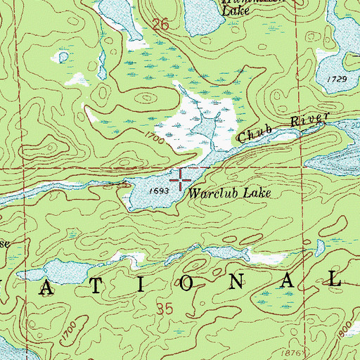 Topographic Map of Warclub Lake, MN