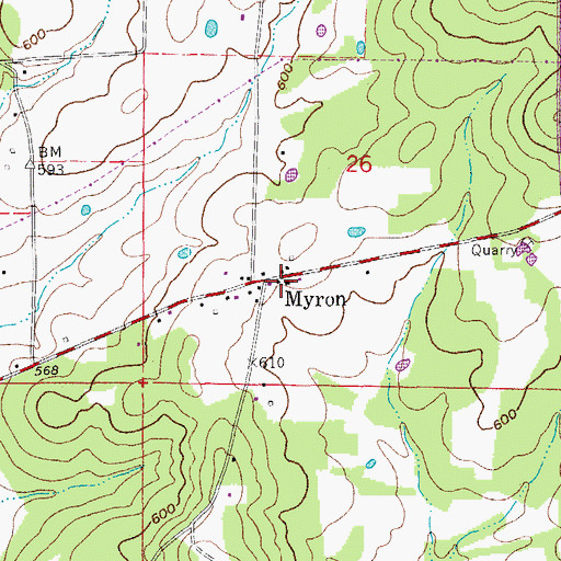 Topographic Map of Myron Baptist Church, AR