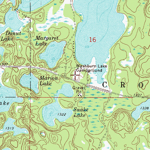 Topographic Map of Washburn Lake Campground, MN