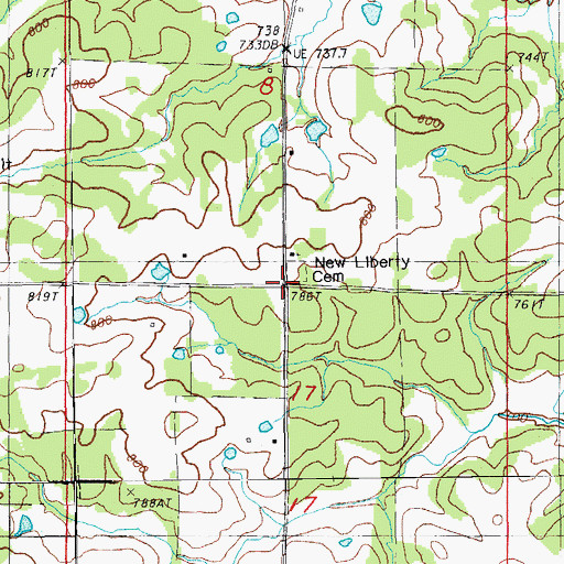 Topographic Map of New Liberty, AR