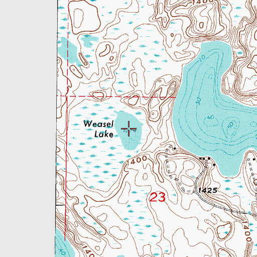 Topographic Map of Weasel Lake, MN