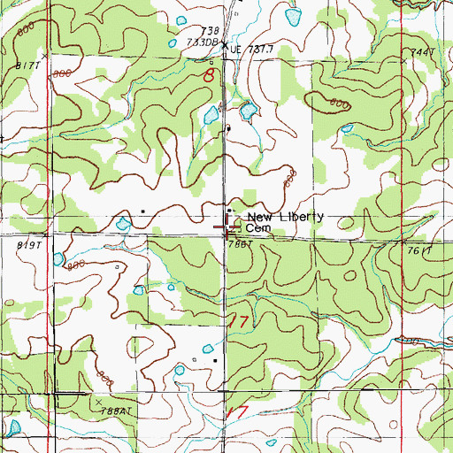 Topographic Map of New Liberty Cemetery, AR