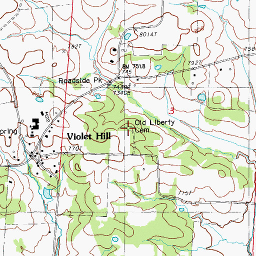 Topographic Map of Old Liberty Cemetery, AR