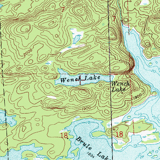 Topographic Map of Wench Lake, MN