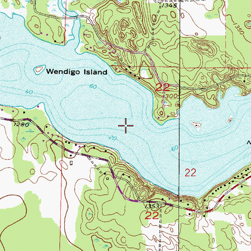 Topographic Map of Wendigo Arm Bay, MN
