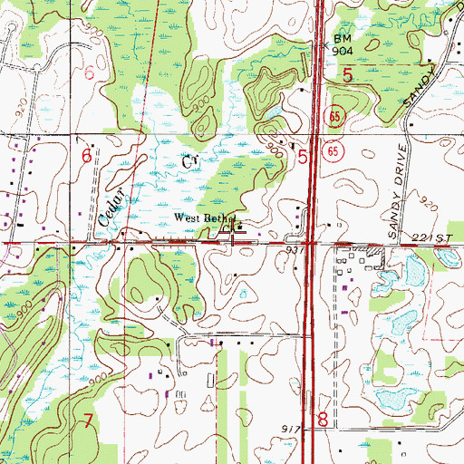 Topographic Map of West Bethel Church, MN