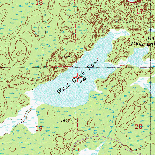 Topographic Map of West Chub Lake, MN