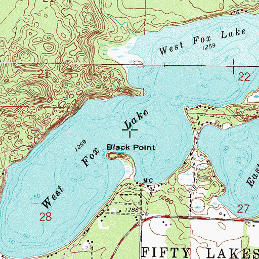 Topographic Map of West Fox Lake, MN