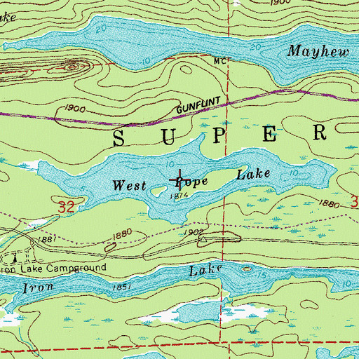 Topographic Map of West Pope Lake, MN