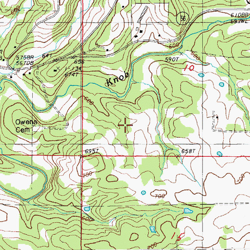 Topographic Map of Owens Cemetery, AR