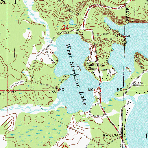 Topographic Map of West Sturgeon Lake, MN
