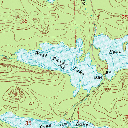 Topographic Map of West Twin Lake, MN