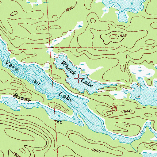 Topographic Map of Whack Lake, MN