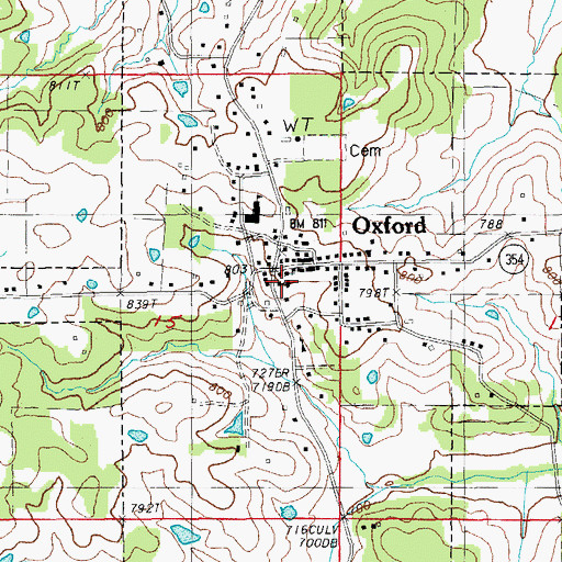 Topographic Map of Oxford Baptist Church, AR