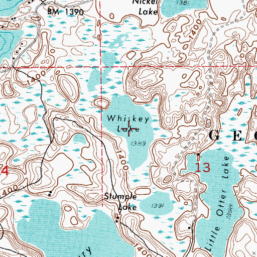 Topographic Map of Whiskey Lake, MN