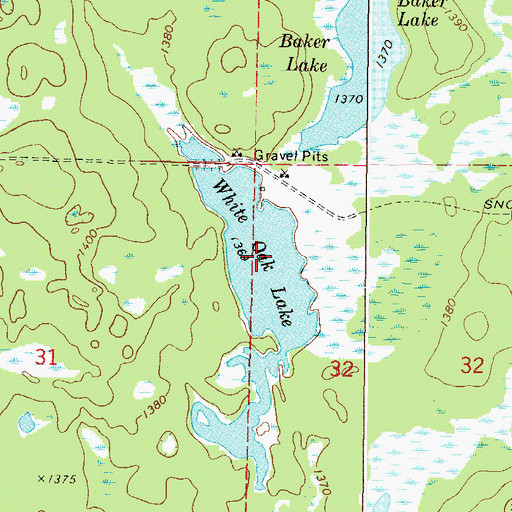 Topographic Map of White Oak Lake, MN