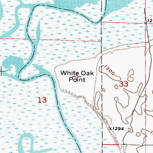 Topographic Map of White Oak Point, MN