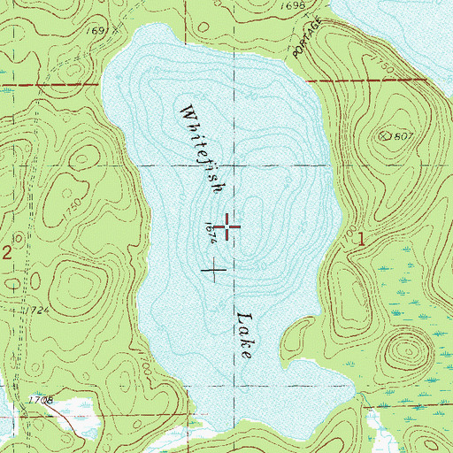 Topographic Map of Whitefish Lake, MN