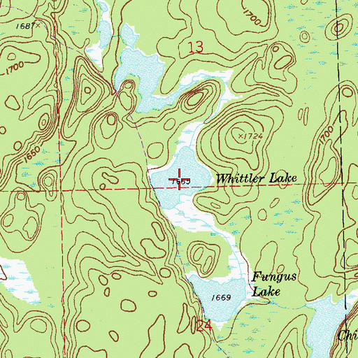 Topographic Map of Whittler Lake, MN