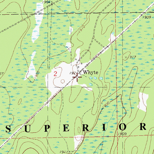 Topographic Map of Whyte, MN