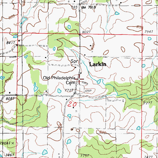Topographic Map of Philadelphia Methodist Church, AR