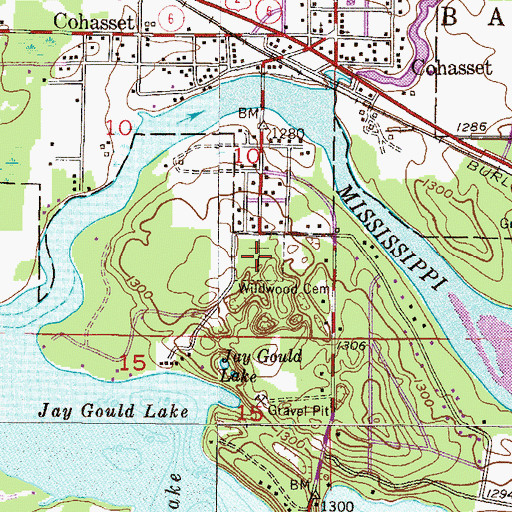 Topographic Map of Wildwood Cemetery, MN