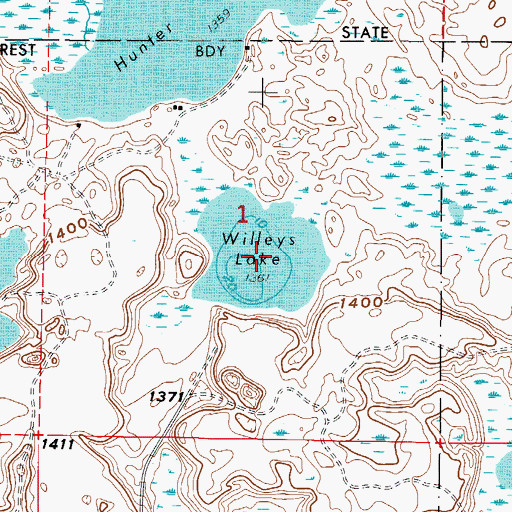 Topographic Map of Willeys Lake, MN