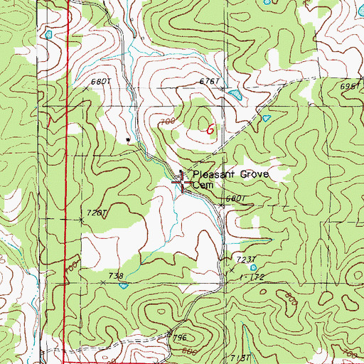 Topographic Map of Pleasant Grove Cemetery, AR