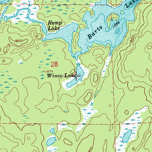 Topographic Map of Wince Lake, MN