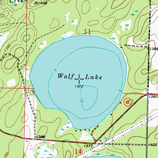 Topographic Map of Wolf Lake, MN