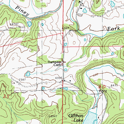Topographic Map of Ramsey Cemetery, AR