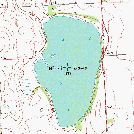 Topographic Map of Wood Lake, MN