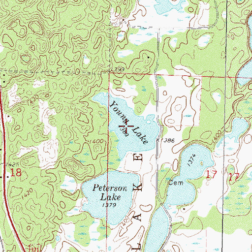 Topographic Map of Young Lake, MN