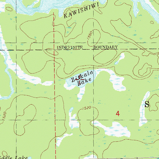 Topographic Map of Zitkala Lake, MN
