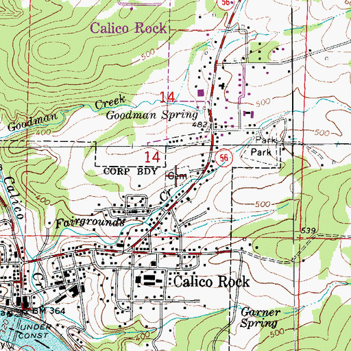 Topographic Map of Roselawn Cemetery, AR
