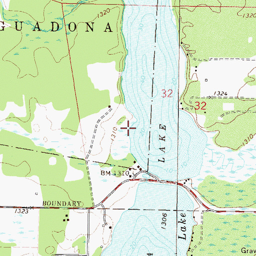 Topographic Map of Inguadona, MN