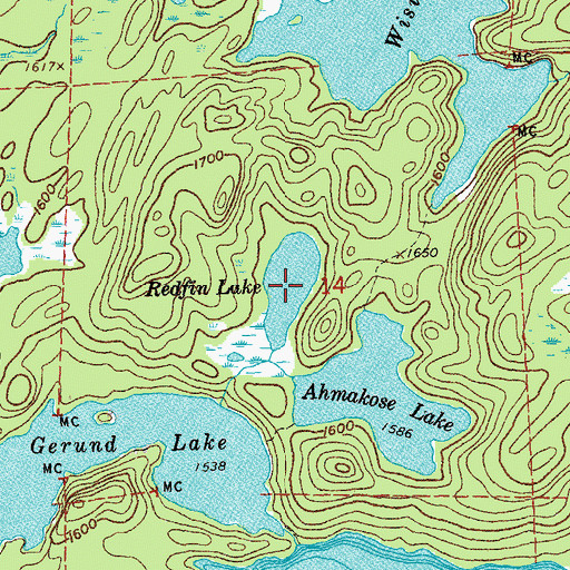 Topographic Map of Redfin Lake, MN