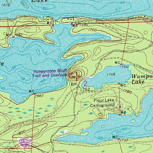 Topographic Map of Honeymoon Bluff Trail and Overlook, MN
