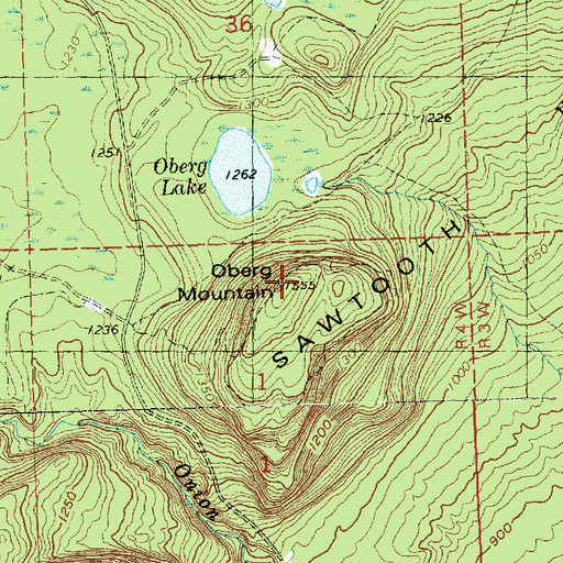 Topographic Map of Oberg Mountain, MN